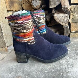 Muk Luks Brittani Navy women’s suede & knit bootie Sz-8. K